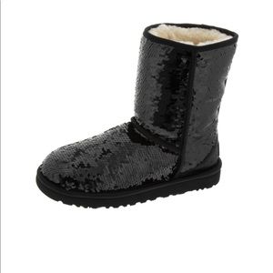 Black sequined UGGs classic short